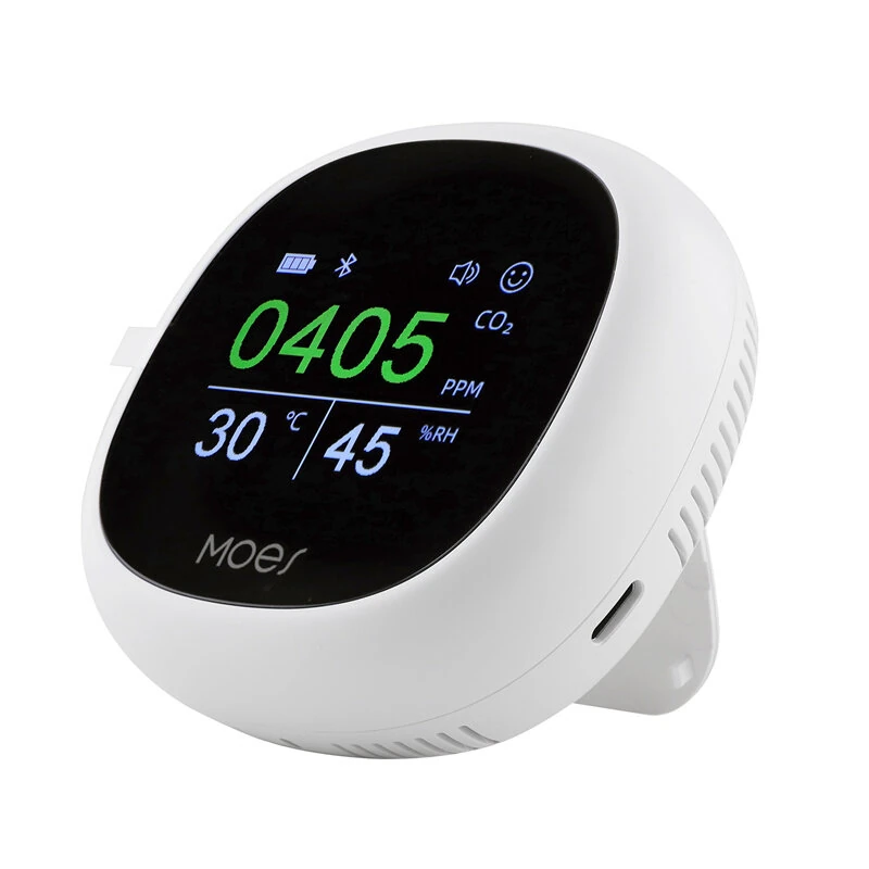 MoesHouse Tuya bluetooth Smart Air Quality Carbon Dioxide Detector with Alarm Clock Temperature Humidity Air Tester APP Remote Wireless Monitor