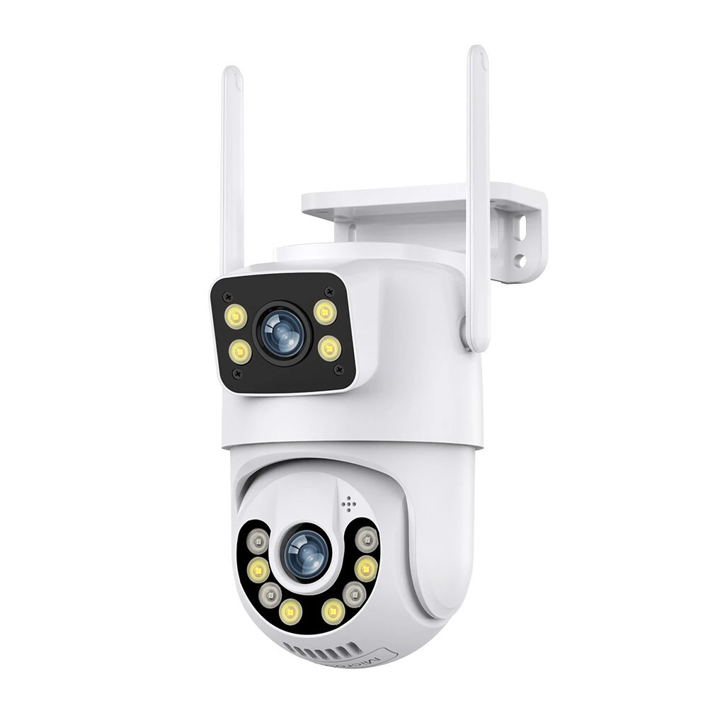 6MP WiFi IP Camera icsee App Dual Lens Outdoor IP66 Waterproof Pan Tilt Audio Night Vision Human Detection Cloud Storage