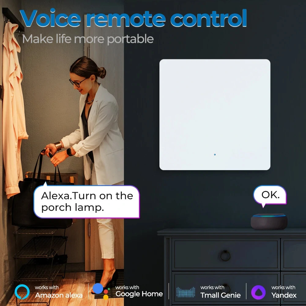 Tuya Zigbe Smart Light Switch Wall Button Switch No Neutral Wire No Capacitor Needed Smart Life APP Voice Remote Control with Alexa Google Home