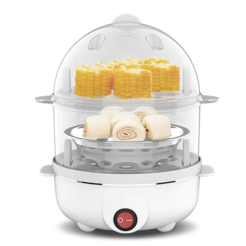 350W Electric Egg Cooker 7 Eggs Capacity 360° Steaming Multifunctional Food-grade Material Quick Heating for Breakfast