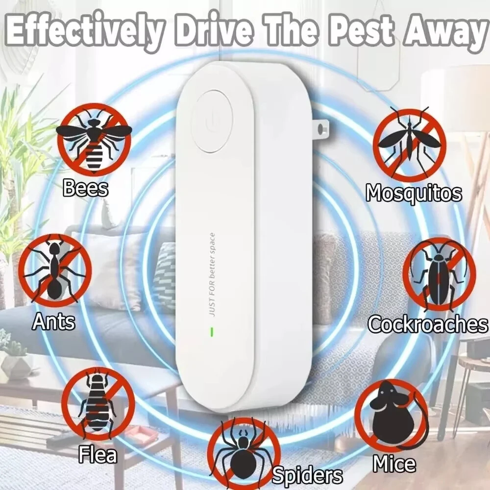 Ultrasonic Pest Repellent 3-in-1 Triple Frequency 360 Degree Coverage Easy Installation Chemical-Free Safe for Pets and Children 800-1800 ft²