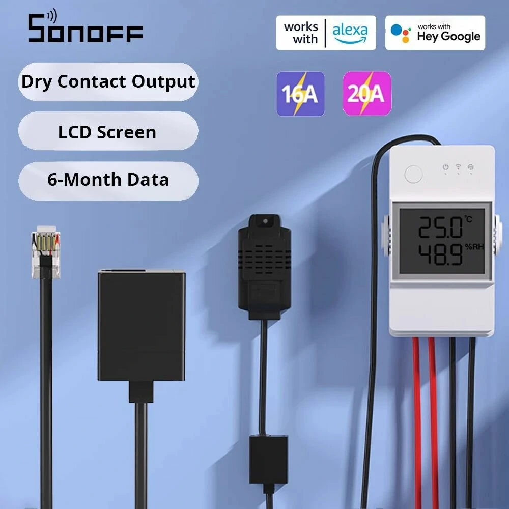 SONOFF TH Elite 16A/20A Wifi Smart Temperature and Humidity Monitoring Switch THS01 DS18b20 Sensor Smart Home Via eWelink Alexa