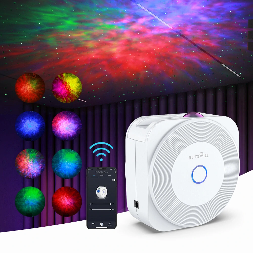 BLITZWILL® BW-PLT1 Smart Star Projector Upgraded Version with Star + Colorful LED Nebula  Sync With Music Smart APP Control Timing & Countdown Voice Control with Alexa