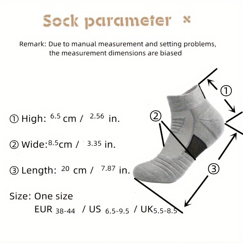 5 Pairs Men's Sports Socks, Thick Towel Basketball Socks, Wicking Sweat Breathable Running Cycling Socks, High Elastic Outdoor Activities Ankle Socks