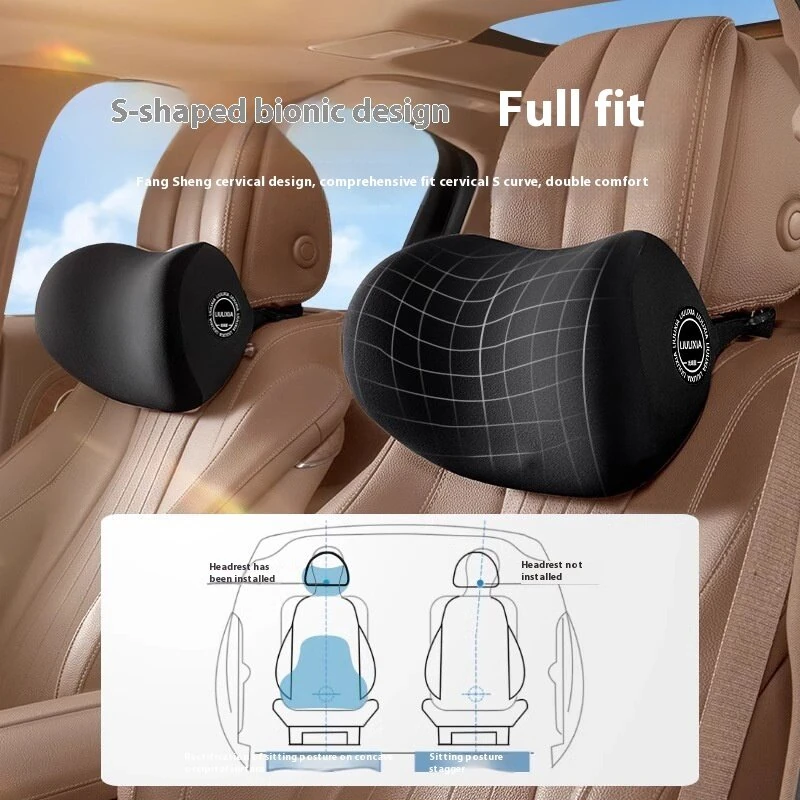 Car Headrest Cushion Car Headrest Neck Pillow Memory Foam High-End Waist Protection Car Pillow Cushion Set for Car Home Office