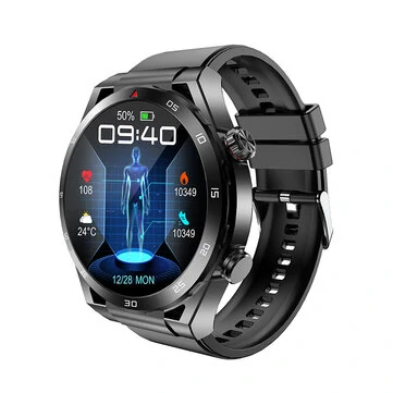 ET450 1.39inch HD Screen bluetooth Call ECG Heart Rate Blood Pressure SpO2 Monitor Non-invasive Blood Glucose Measurement HRV Function Sleep Monitoring Multi-sport Modes Music Playback IP67 W