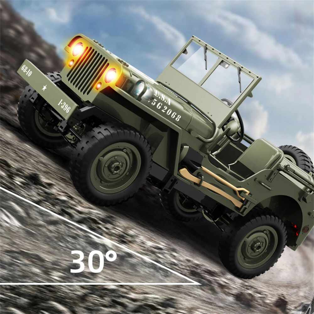 JJRC C8815 RTR 1/10 2.4G 4WD RC Car Willys Military Truck for Jeep Off-Road Climbing LED Light Optional Winch Canopy Metal Frame Rock Crawler Full Proportional Vehicles Models Toys