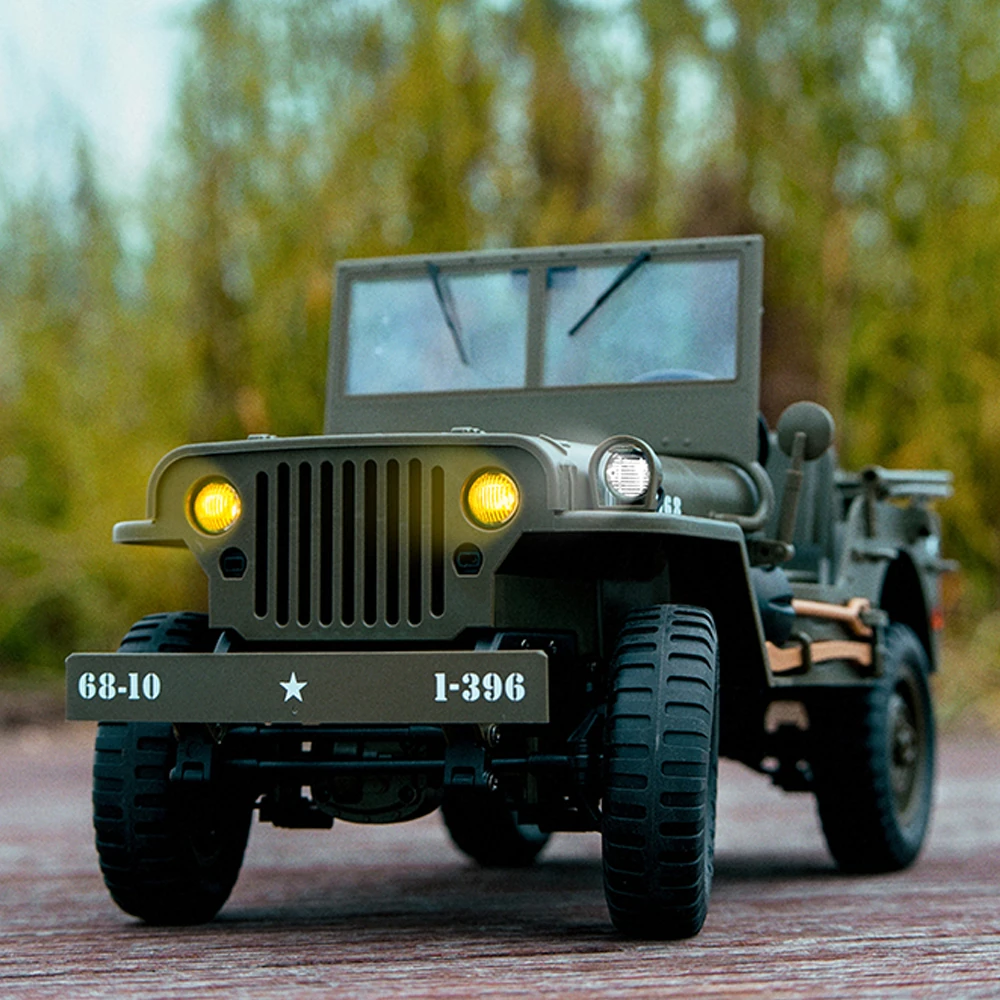 JJRC C8815 RTR 1/10 2.4G 4WD RC Car Willys Military Truck for Jeep Off-Road Climbing LED Light Optional Winch Canopy Metal Frame Rock Crawler Full Proportional Vehicles Models Toys