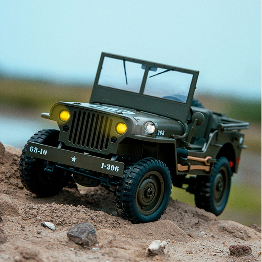 JJRC C8815 RTR 1/10 2.4G 4WD RC Car Willys Military Truck for Jeep Off-Road Climbing LED Light Optional Winch Canopy Metal Frame Rock Crawler Full Proportional Vehicles Models Toys