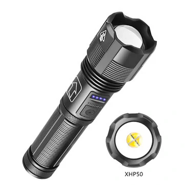 BIKIGHT XHP50 1800lm Powerful Long Range Zoomable Flashlight Kit with 18650 Li-ion Battery USB Rechargeable & Power Display Mini Torch Focus Adjustable Tactical Light