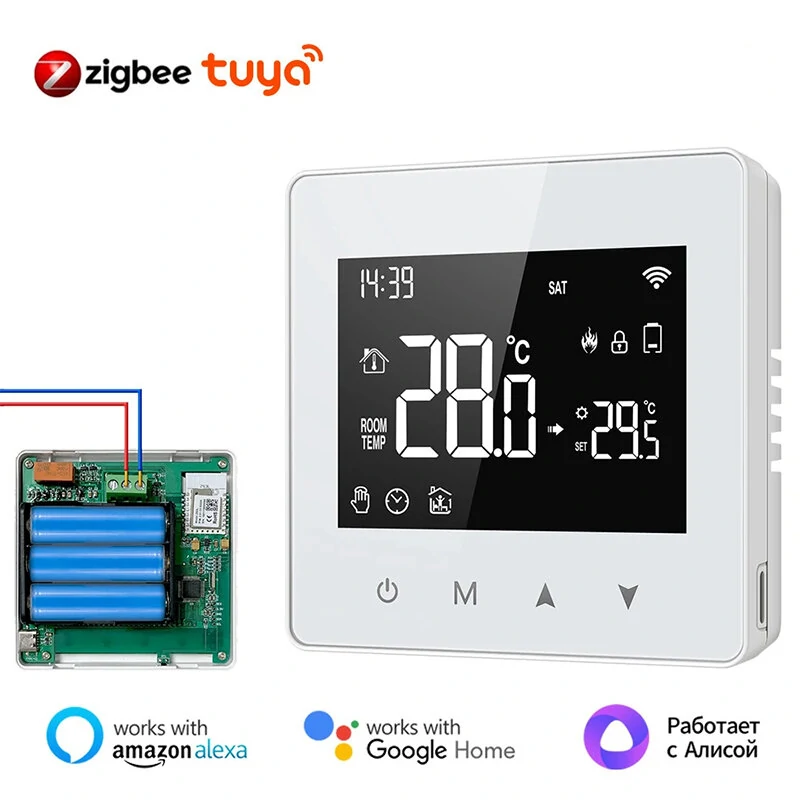 Tuya WiFi ZigBe Smart Thermostat Low Power Battery Water Gas Boiler Temperature Controller Work with Alexa Google Home