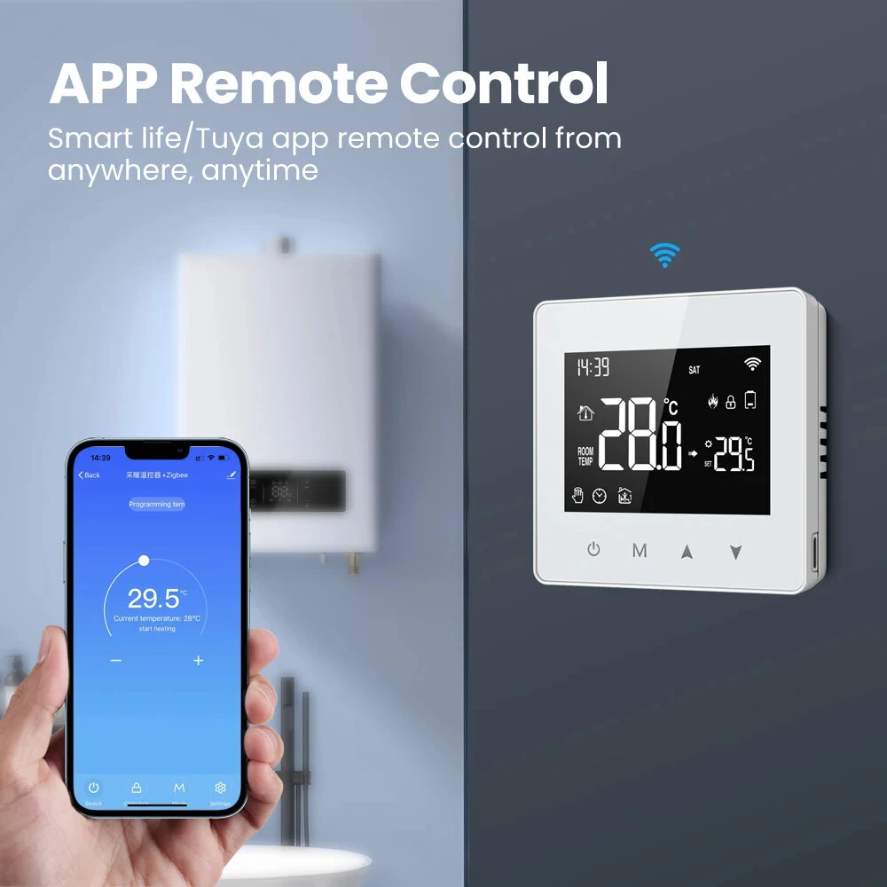 Tuya WiFi ZigBe Smart Thermostat Low Power Battery Water Gas Boiler Temperature Controller Work with Alexa Google Home