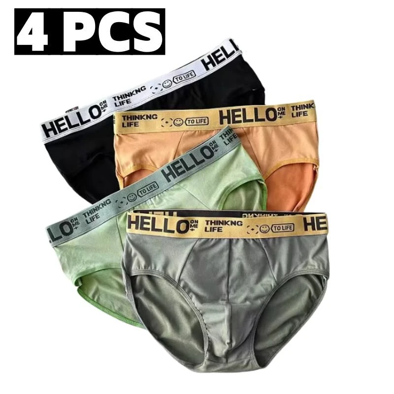 4Pcs/Lot Men's Underpants Comfy Soft Men Panties Sports Personality Briefs Breathable Large Size Panty Briefs for Men Underwears