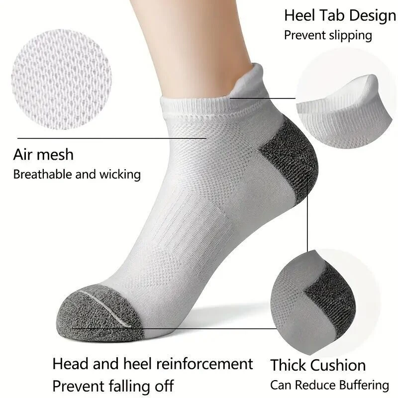 6 Pair Cotton Men Socks Comfy Solid Color Male's Short Sock Summer Cycling Breathable Mesh Running Ankle Socks