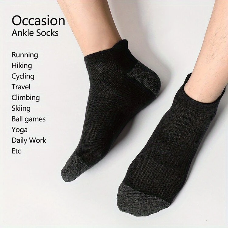 6 Pair Cotton Men Socks Comfy Solid Color Male's Short Sock Summer Cycling Breathable Mesh Running Ankle Socks