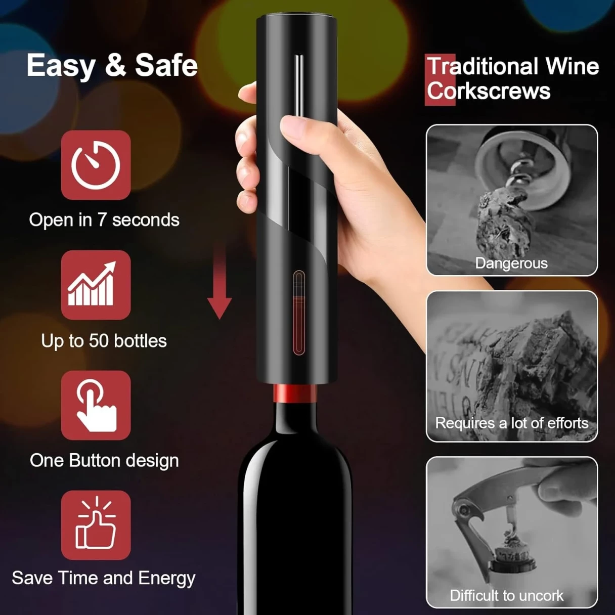 Automatic Electric Wine Openers USB Rechargeable Bottle Openers Corkscrew Wine Cap Opener