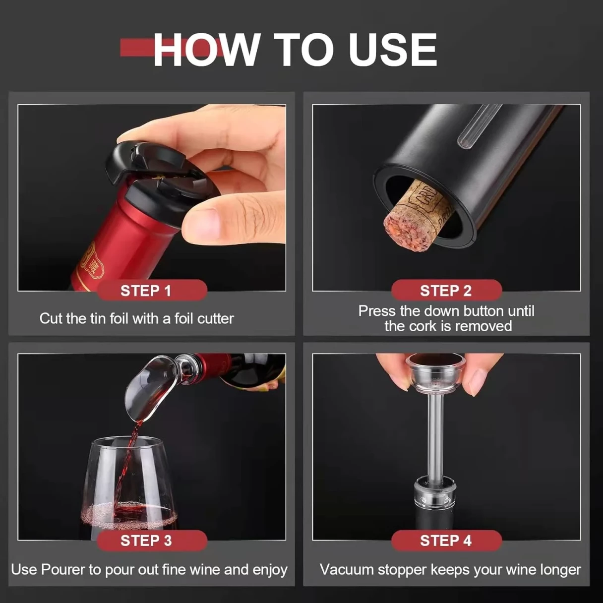 Automatic Electric Wine Openers USB Rechargeable Bottle Openers Corkscrew Wine Cap Opener