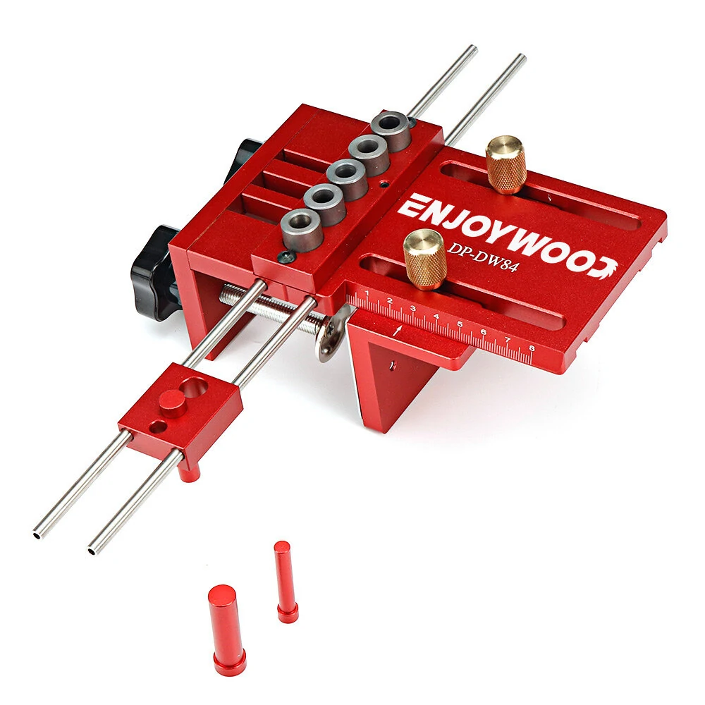 ENJOYWOOD 3 in 1 Adjustable Woodworking Doweling Jig Kit Pocket Hole Jig Drilling Guide Locator For Furniture Connecting Hole Puncher Tools