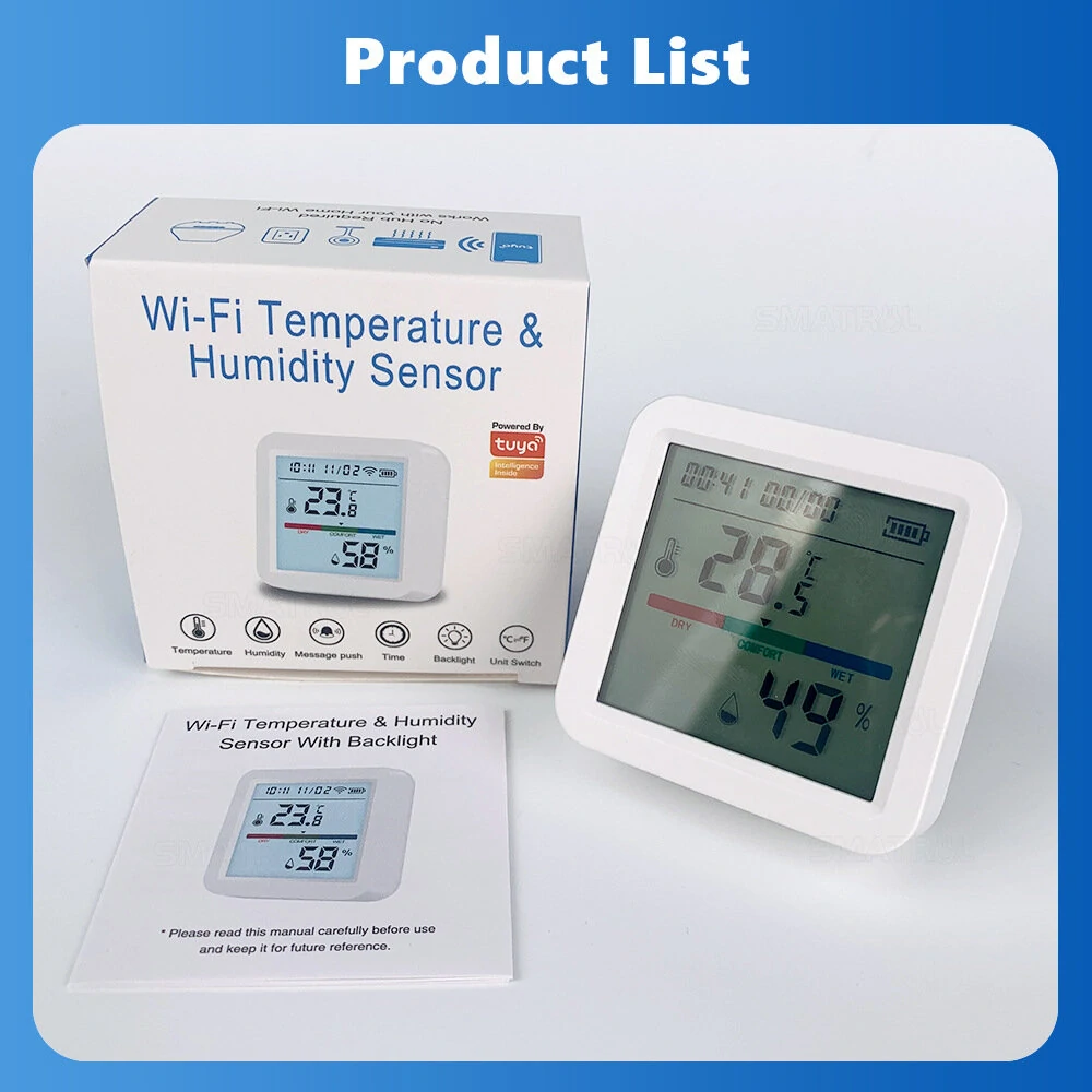 Tuya WiFi/Zigbee Smart Home Temperature Humidity Sensor with Backlight Hygrometer Thermometer Monitoring Sensor Support Alexa Google Home APP Control