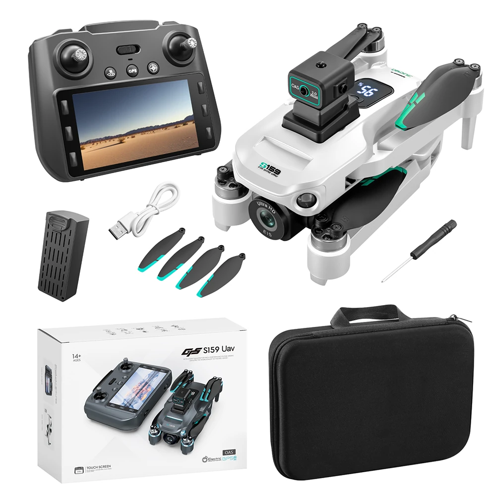 YLR/C S159 GPS 5G WiFi FPV with 5.9inch LCD Screen Controller 720P HD Dual Camera Servo Gimbal 360° Obstacle Avoidance Brushless Foldable RC Drone Quadcopter RTF