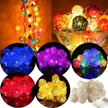 2.2M 20LED Rattan Christmas Wedding Ball String Lamp Fairy Lights 