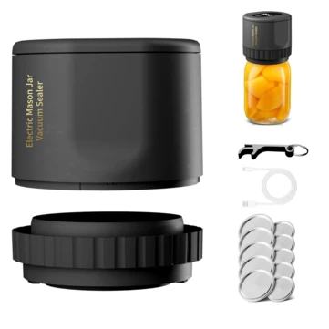 Mason Jar Sealing Machine 1200mAh Mini Vacuum Sealer Electric Mason Jar Vacuum Sealer Kit Cordless Mason Jars Wide Mouth and Regular Mouth Food Storage
