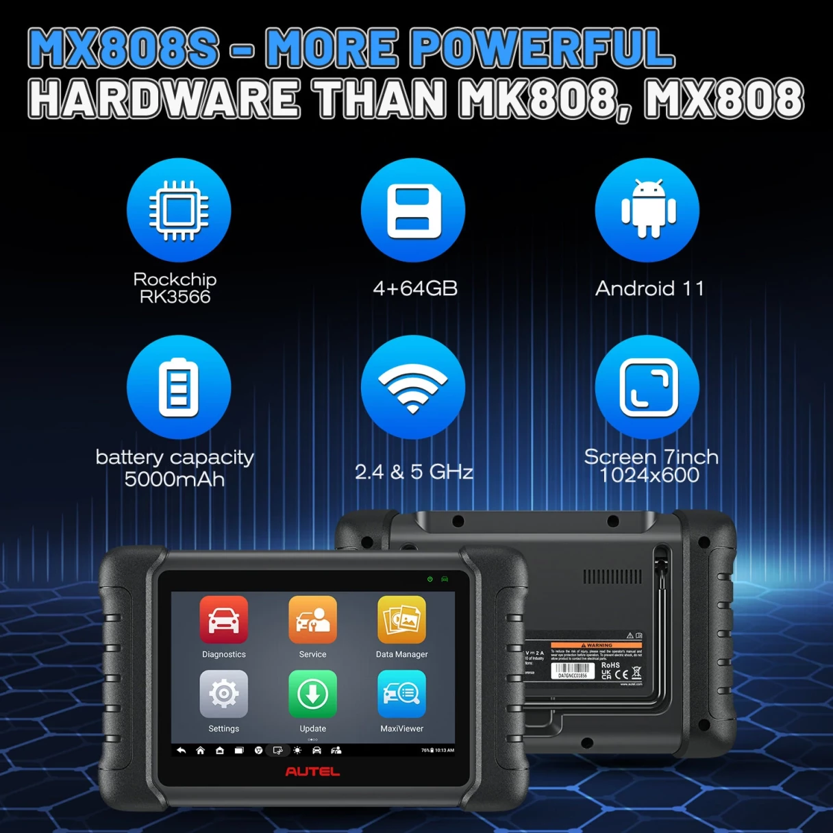 Autel MaxiCheck MX808S Full System Diagnostic Tool with 36+ Special Functions Read/ Erase Fault Codes Upgrade Version of MX808