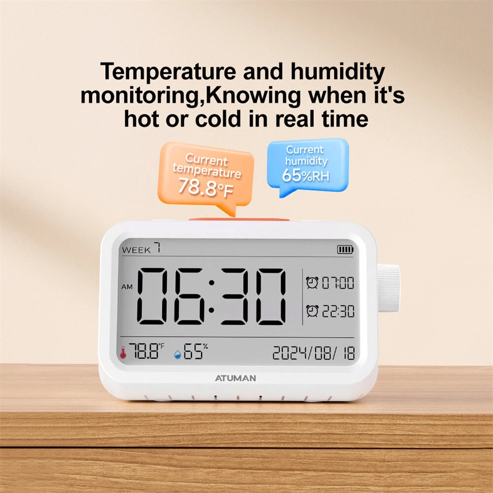 NEW Atuman MT2 3in1 Multifunctional Hygrometer Alarm Clock Timer -9.9°C~60°C LCD Display Temperature Humidity Monitor Accurate Environmental Monitoring