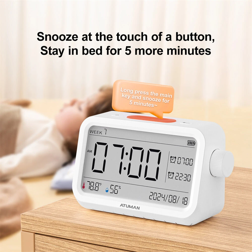 NEW Atuman MT2 3in1 Multifunctional Hygrometer Alarm Clock Timer -9.9°C~60°C LCD Display Temperature Humidity Monitor Accurate Environmental Monitoring