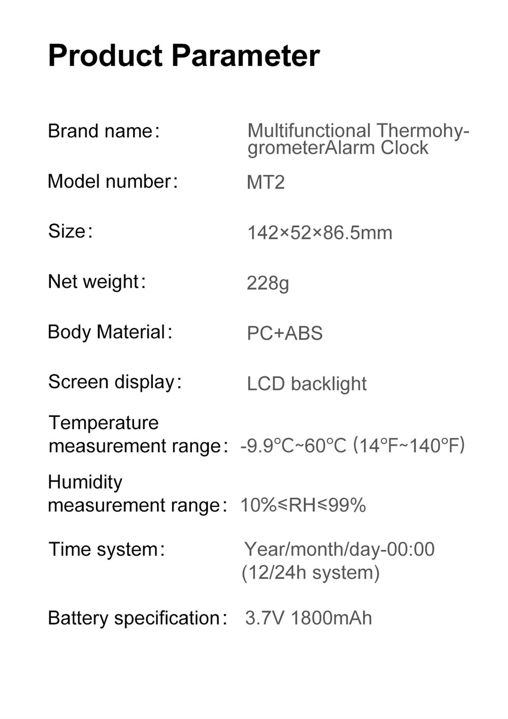 NEW Atuman MT2 3in1 Multifunctional Hygrometer Alarm Clock Timer -9.9°C~60°C LCD Display Temperature Humidity Monitor Accurate Environmental Monitoring