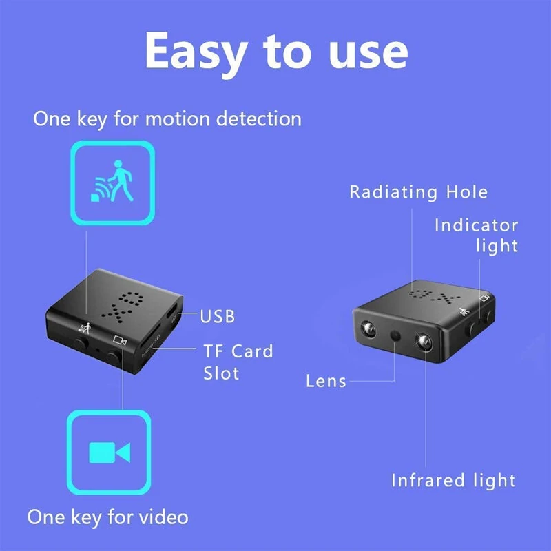 XD 1080P FHD Mini Cameras IR-cut Night Vision Security Protection Micro Cam Motion Detection Loop Video Mobile Monitoring Video Recorder Camera