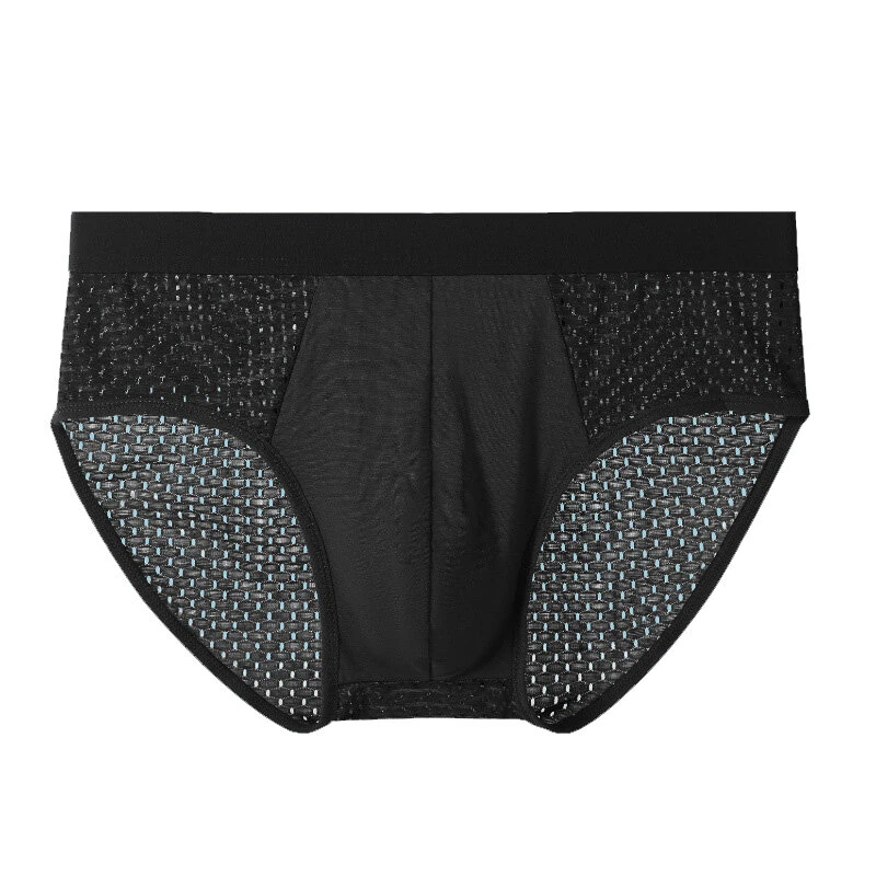 4 Pack Men's Bamboo Mesh Briefs Underwear Breathable Hombre Hole Large Size Panties Male Shorts Lingerie Underpants