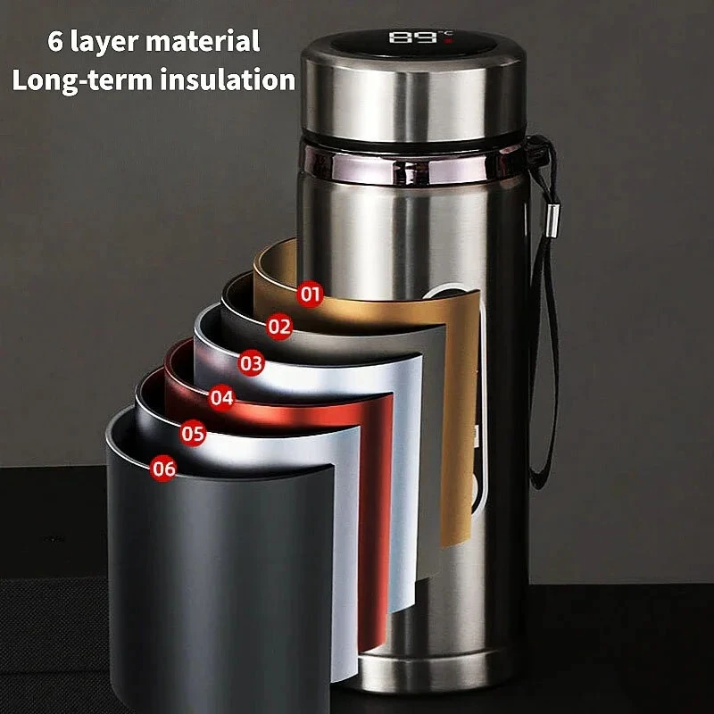 1000ML Smart LED Temperature Display Thermos Bottle Stainless Steel Portable Insulated Cup SUS304 Tea Water Bottle Vacuum Flask Cups