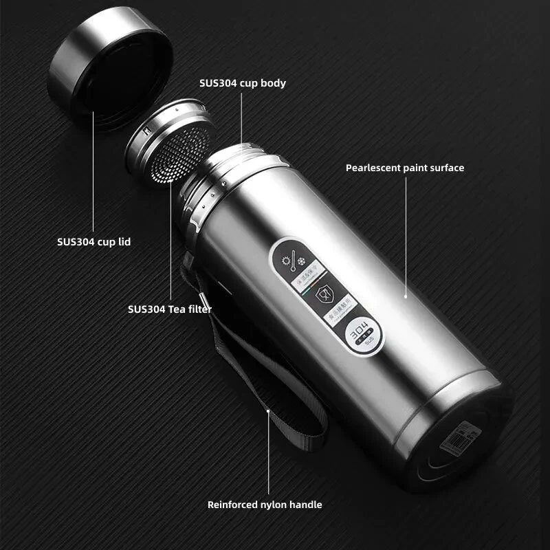 1000ML Smart LED Temperature Display Thermos Bottle Stainless Steel Portable Insulated Cup SUS304 Tea Water Bottle Vacuum Flask Cups