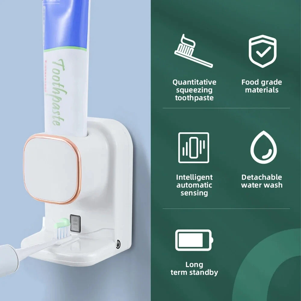 650mAh Auto-sensing Toothpaste Squeezer Tool 3 Mode Toothpaste Dispenser Detachable Bathroom Accessories Automatic Dispenser Wall Mounted Electric Toothpaste Squeezer