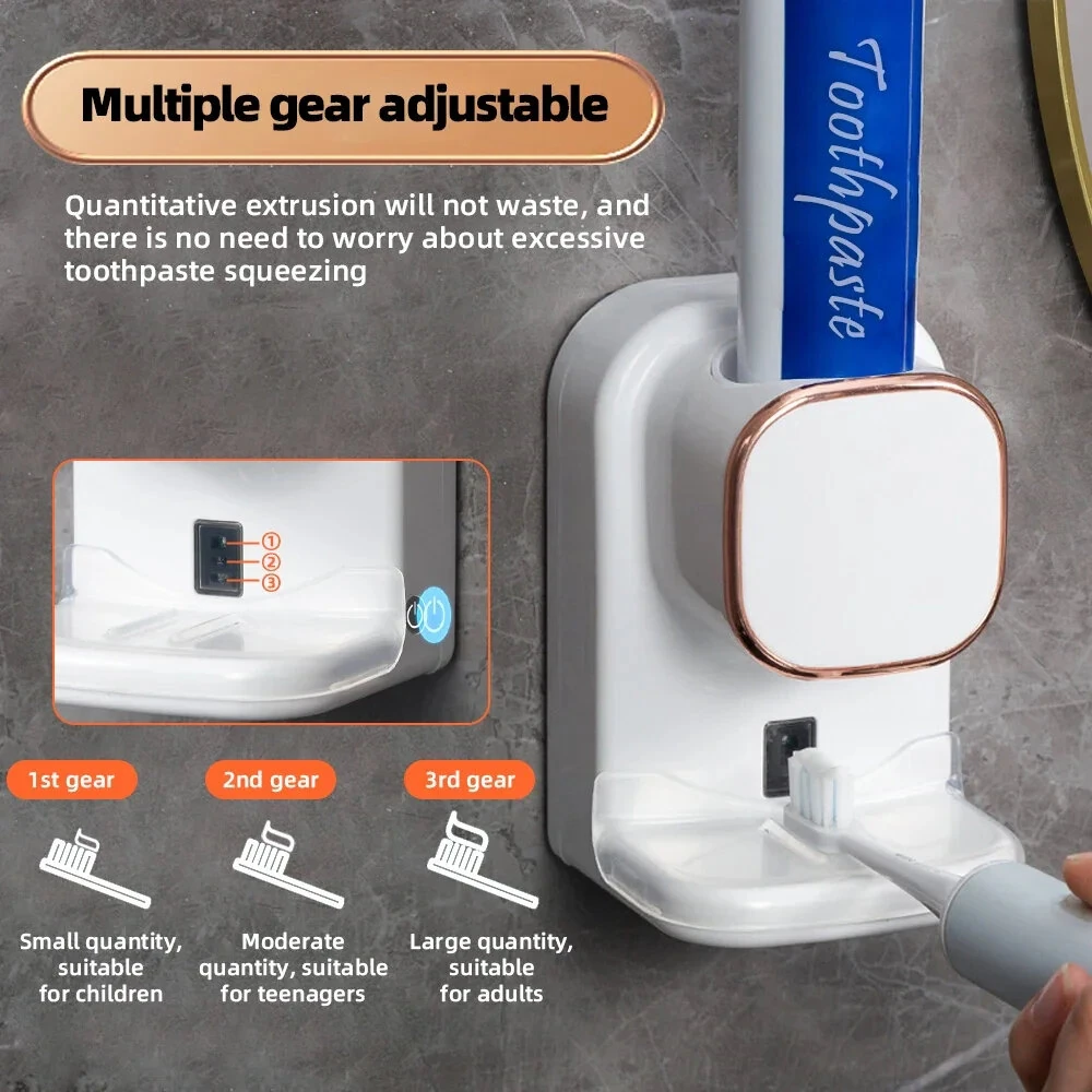 650mAh Auto-sensing Toothpaste Squeezer Tool 3 Mode Toothpaste Dispenser Detachable Bathroom Accessories Automatic Dispenser Wall Mounted Electric Toothpaste Squeezer