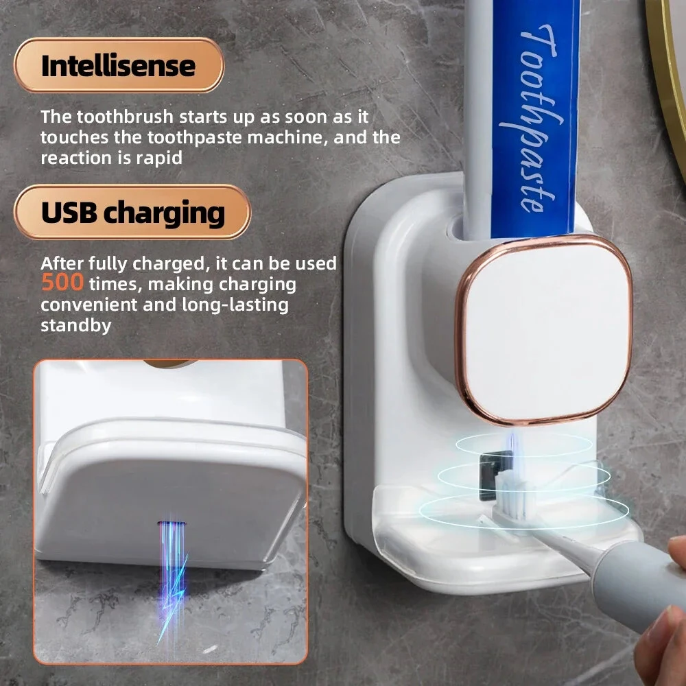 650mAh Auto-sensing Toothpaste Squeezer Tool 3 Mode Toothpaste Dispenser Detachable Bathroom Accessories Automatic Dispenser Wall Mounted Electric Toothpaste Squeezer