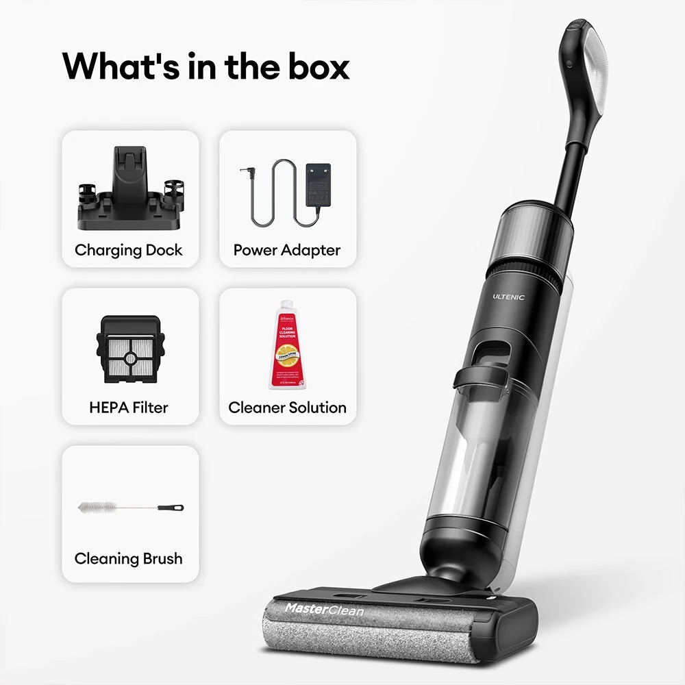 [EU Direct] Ultenic AC1 Elite Cordless Vacuum And Mop with Self-Cleaning, Up to 50min Runtime, Smart Dirt Detection, 3 Cleaning Mode, LCD Display, Dual Tank, Self-propelled, Great for Hard Floors and Sticky Messes