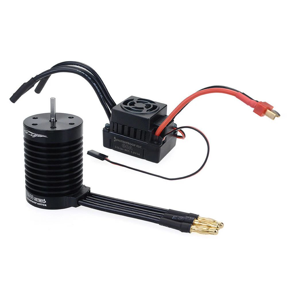 Surpass Hobby Waterproof F540 V2 3650 Sensorless Brushless Motor with 60A ESC for 1/12 1/14 RC Brushless Cars Tamiya TT-02