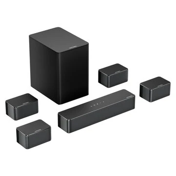 Ultimea Poseidon D70 410W 7.1CH Soundbar Virtual Surround Sound System with Smart APP Control 4 Wred Surround Speakers and 6.5" Wireless Subwoofer 121 Preset EQ Matrices BassMX SurroundX Home