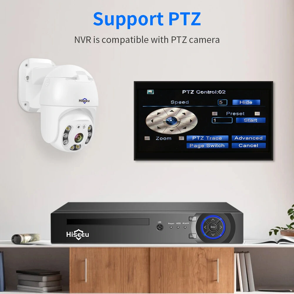 Hiseeu H5NVR-P-8 8CH POE NVR iP Security Surveillance Camera H.265+ CCTV System 8MP 4K Audio Video Recorder Face Detection Cameras Systems EU Plug