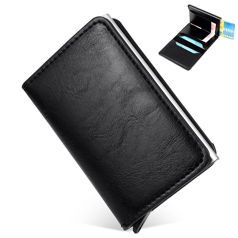 ID Credit Card Holder Wallet Mens RFID Blocking Protected Card Holder Case Slim PU Leather Wallets Mini Small Money Wallet