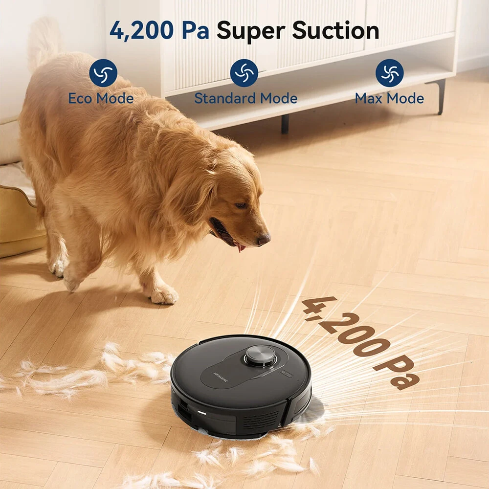 [EU Direct] Proscenic Q8 Robot Vacuum and Mop Combo, 4200 Pa Suction, LiDAR Navigation, 200min Runtime, Automatic Self-Charging, APP Control, 350ml Dustbin, 250ml Water Tank, for Indoor Floor, Pet Hair, Carpet