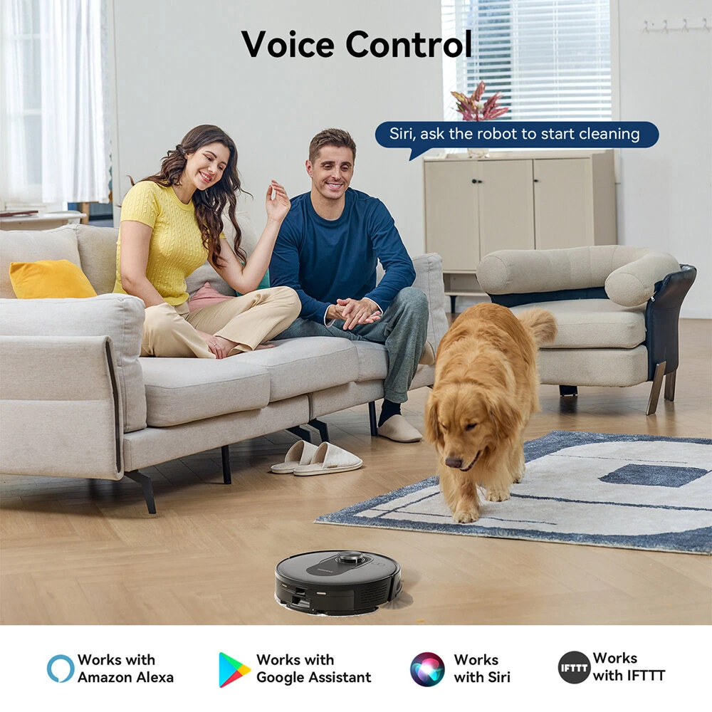 [EU Direct] Proscenic Q8 Robot Vacuum and Mop Combo, 4200 Pa Suction, LiDAR Navigation, 200min Runtime, Automatic Self-Charging, APP Control, 350ml Dustbin, 250ml Water Tank, for Indoor Floor, Pet Hair, Carpet