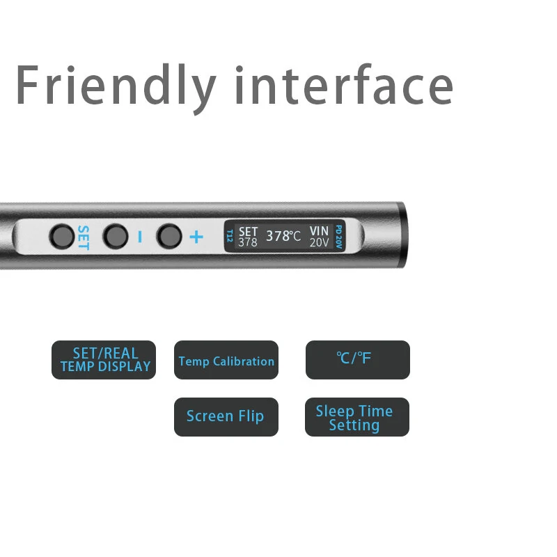 PTS100 T12 PD 5-20V 65W Portable Electric Soldering Iron CNC Metal Body Temperature Adjustable Solder Welding Station