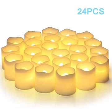 24pcs Flameless LED Candle Lights Creative Wish LED Tea Lamp Warm White Halloween Wedding Christmas Decoration Candle Lights