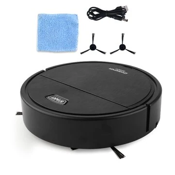 3-in-1 Sweeping Vacuum Mopping Rechargeable Smart Cleaning Robot 1200Pa Power Suction Large Capacity Dust Collection Box for Various Floors Black/White