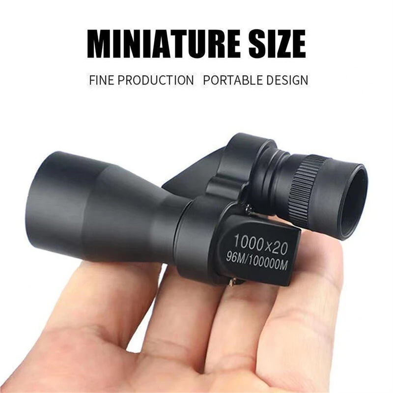 1000x20 Mini Portable High Definition Long Range Clear Monocular Telescope High Magnification Zoom Hunting Camping Mountaineering Fishing Outdoor