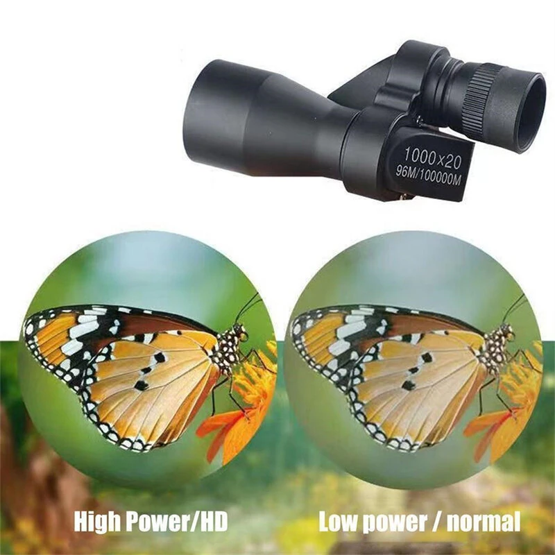 1000x20 Mini Portable High Definition Long Range Clear Monocular Telescope High Magnification Zoom Hunting Camping Mountaineering Fishing Outdoor