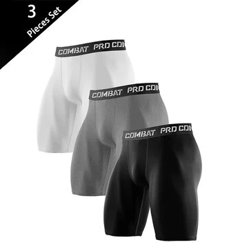 3 Pack Running Shorts Gym Workout Athletic Training Compression Underwear Cool Quick Dry Men's Underwear Long Leg Boxer Shorts